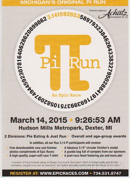 2015 Pi 5K 0125.jpg - The first (only) Pi run on 3.14.15 at 9:26.53 am... with PIE!